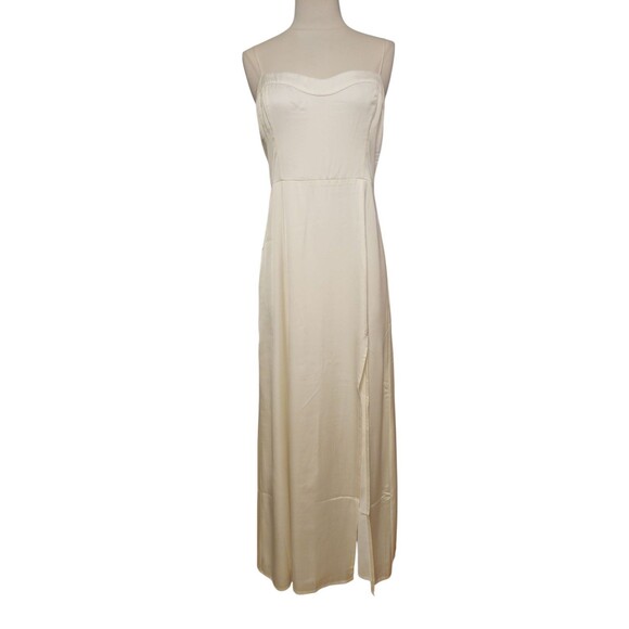 Abercrombie & Fitch Maxi Slip Dress Womens M Ivory Destination Wedding High Slit - Picture 1 of 9